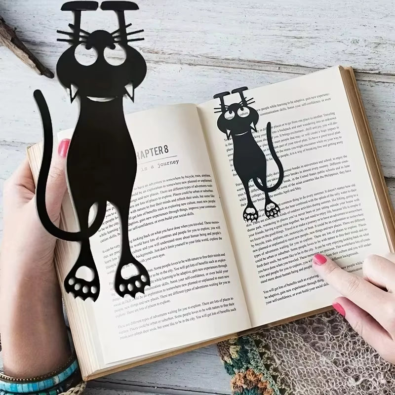 1-5PCS Kawaii Black Cat Bookmarks for Books 3D Plastic Stereo Animal Book Mark for Student Teacher'S Gifts Creative Stationery