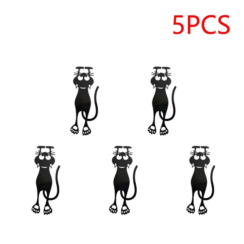 1-5PCS Kawaii Black Cat Bookmarks for Books 3D Plastic Stereo Animal Book Mark for Student Teacher'S Gifts Creative Stationery