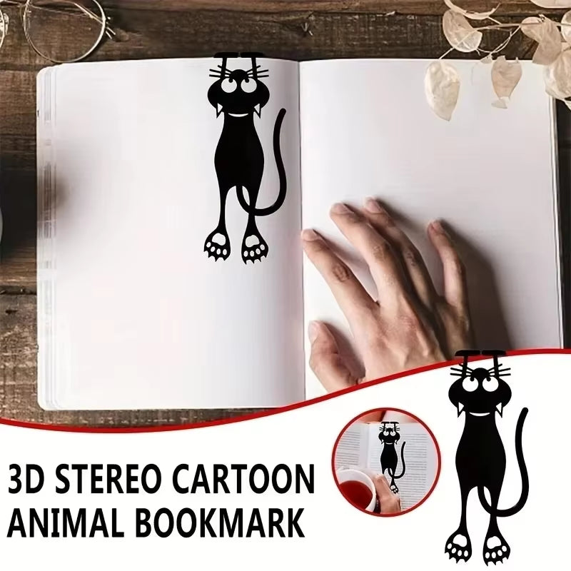 1-5PCS Kawaii Black Cat Bookmarks for Books 3D Plastic Stereo Animal Book Mark for Student Teacher'S Gifts Creative Stationery
